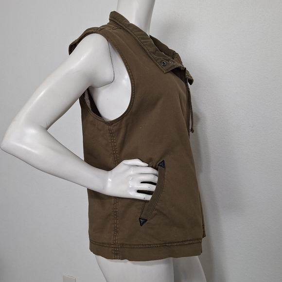 Marrakech Anthropologie Army Green Canyon Sherpa Asymmetrical Moto Vest Size L - Picture 7 of 14